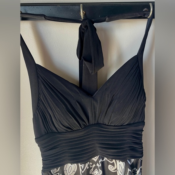 Sangria Black Silver Halter Top Silk Scarf Skirt Dress | Size 6 | Worn Once - Picture 5 of 8